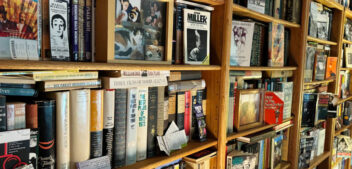 A Bibliophile’s Dilemma-over-full bookcases.